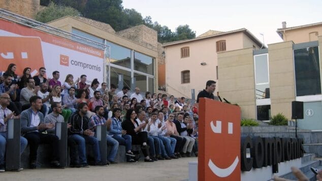 Josep Nadal en el mitin de Compromís en Dénia