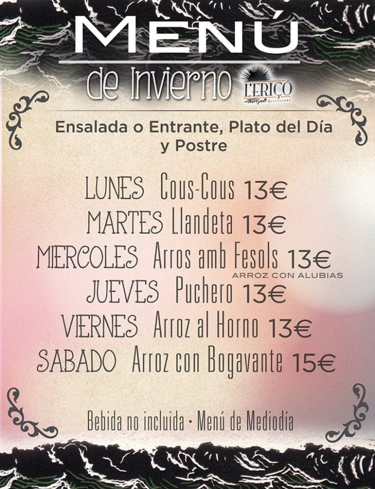 Menús invierno L'eriçó del Trampolí