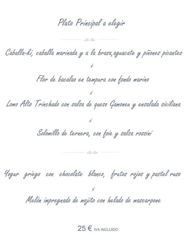 Menú especial Gavilà