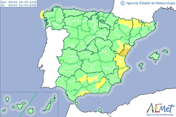 Alerta amarilla por tormentas