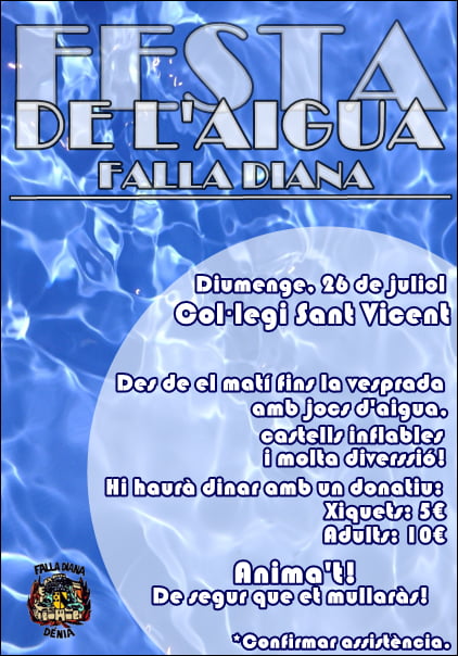 Cartel anunciador Festa de l'Aigua Falla Diana 2