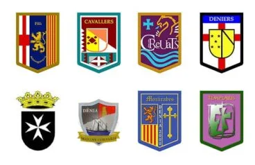 Escudos de las Filaes cristianas de Dénia