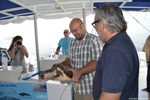 Josep Crespo sujeta a la tortuga II