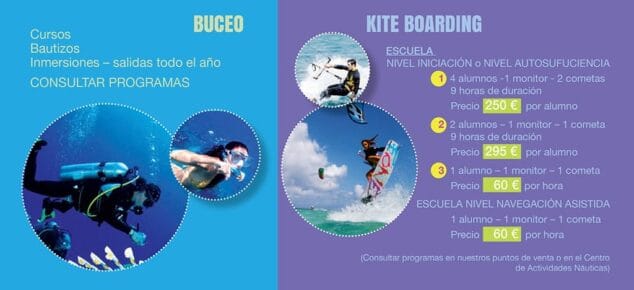 buceo y kite boarding