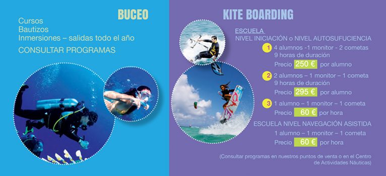 buceo y kite boarding
