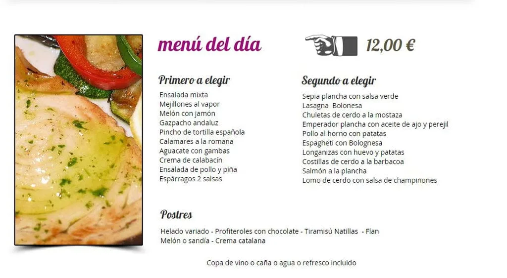 menú del día L'anfora