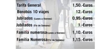 Tarifas de la línea de bus de Las Rotas
