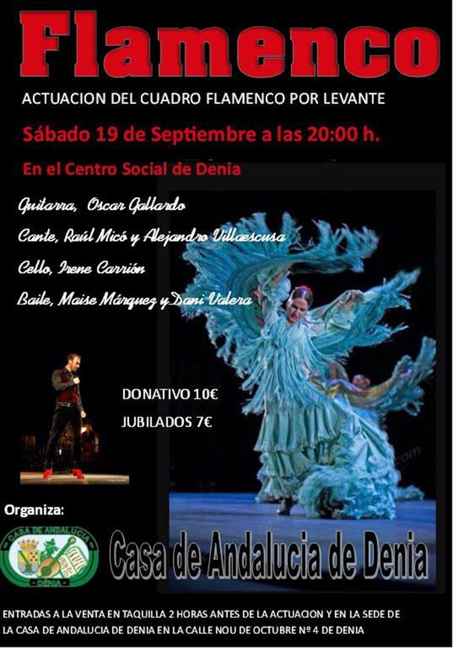 La Casa de Andalucía trae a Dénia el espectáculo 'Flamenco' 1 cartel espectáculo flamenco