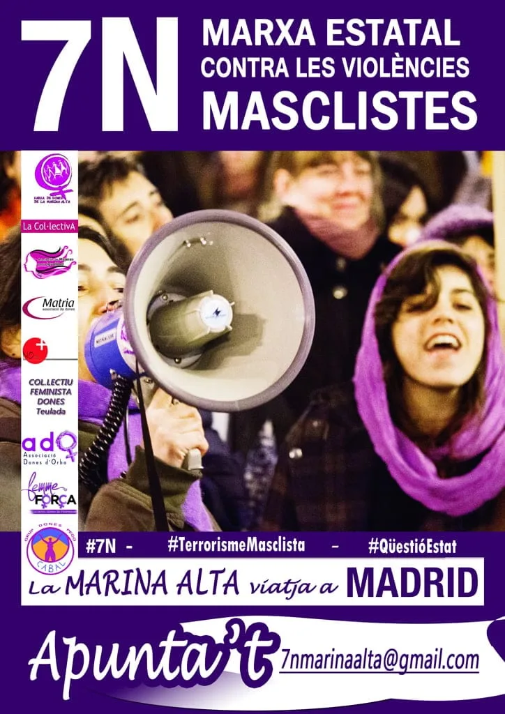 Colectivos feministas de la comarca participarán en una marcha contra la violencia machista en Madrid 2 Los colectivos feministas de la Marina Alta viajan a Madrid