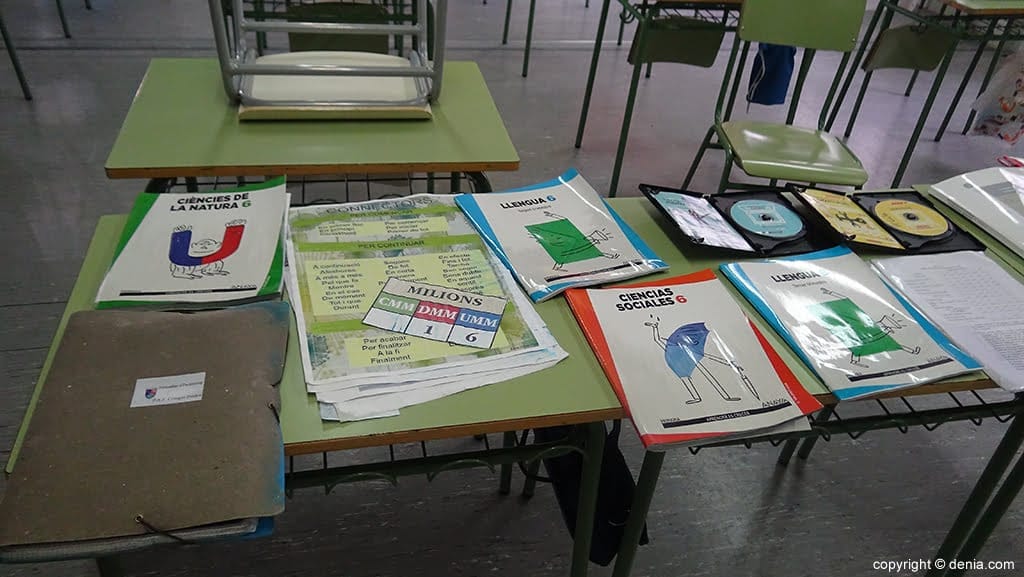 Material escolar mojado