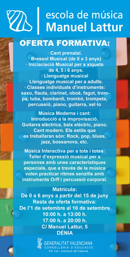 Oferta formativa de la escuela de Música Manuel Lattur