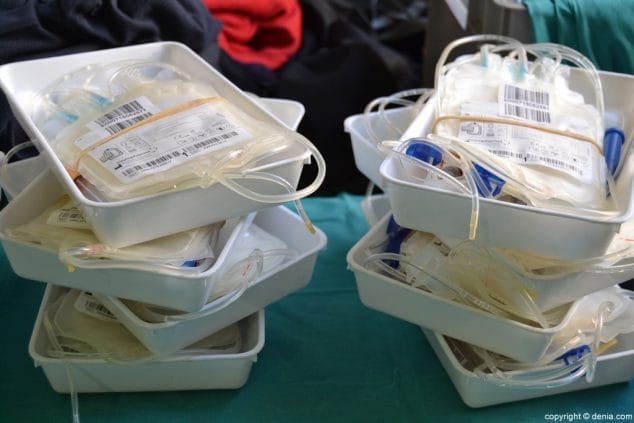 Bolsas para recoger la sangre de los donantes
