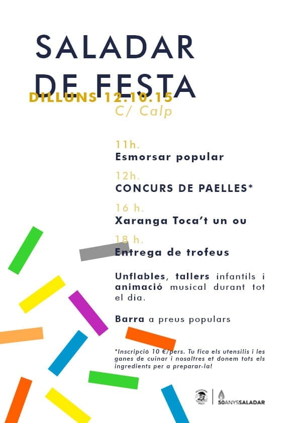 La Falla Saladar organiza un concurso de paellas y fiesta infantil el lunes día 12 1 Fiesta Saladar 12 de octubre