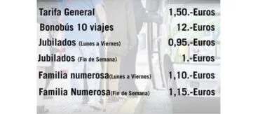 Tarifa líneas regulares bus Dénia