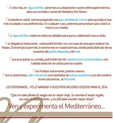 Agua de Mar menús