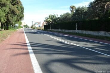 Carril bici existente ya en la carretera de Las Marinas