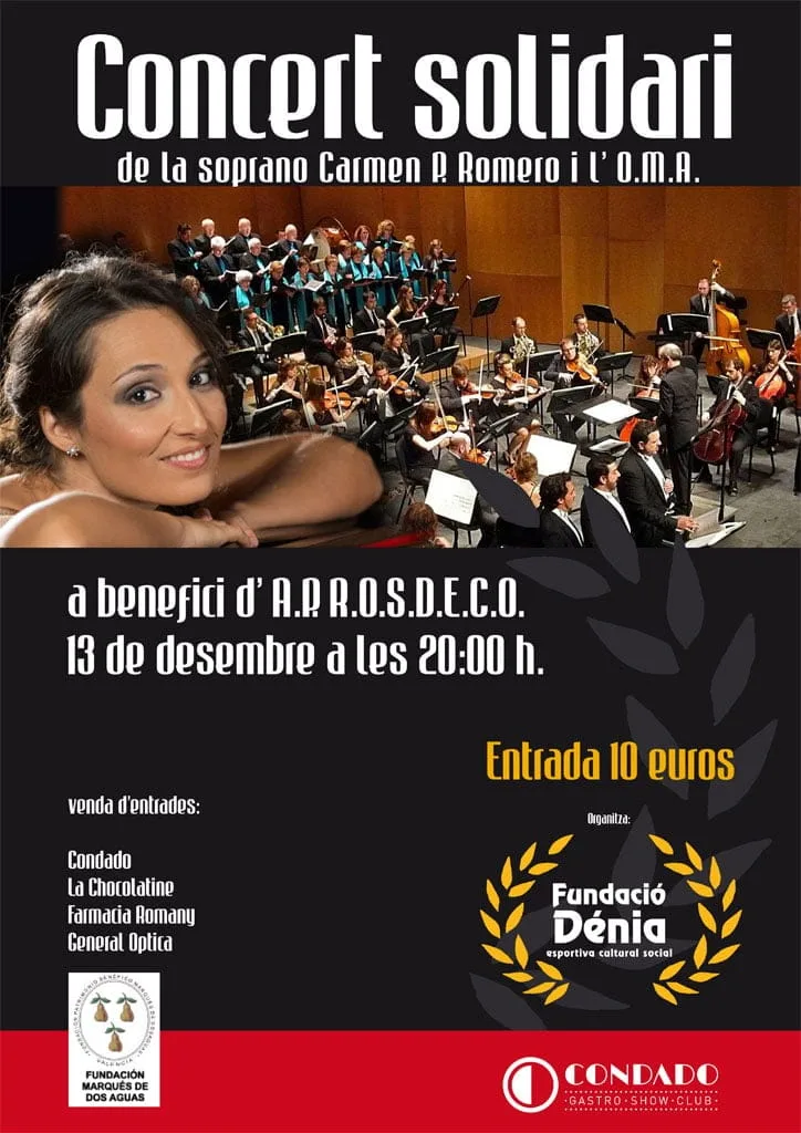 Carmen Paula Romero y la OMA actuarán a beneficio de APROSDECO 2 Concierto de Carmen Paula Romero y la OMA