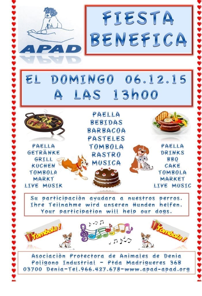 Nueva fiesta benéfica para ayudar a los perros de APAD 1 Fiesta benéfica APAD 2015