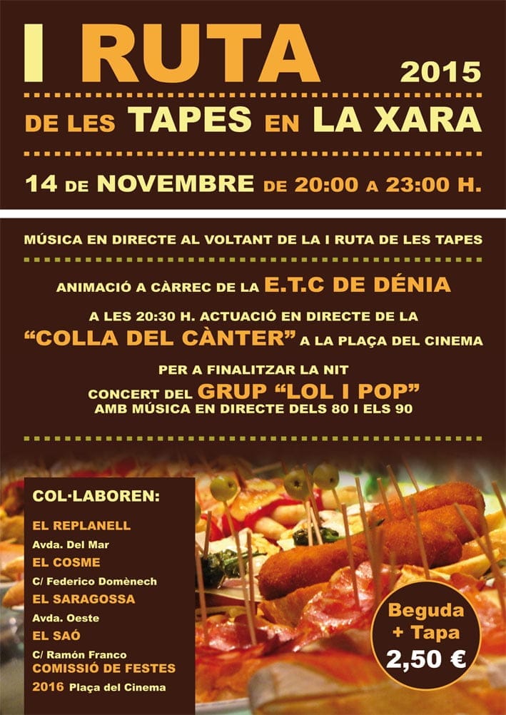 La Xara celebra este fin de semana su I Ruta de les Tapes 1 I Ruta de Les Tapes La Xara