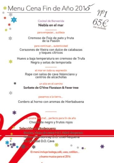 MENÚ 1 Nochevieja Agua de Mar