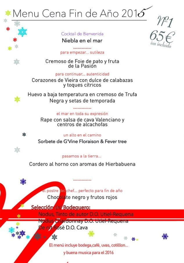 MENÚ 1 Nochevieja Agua de Mar