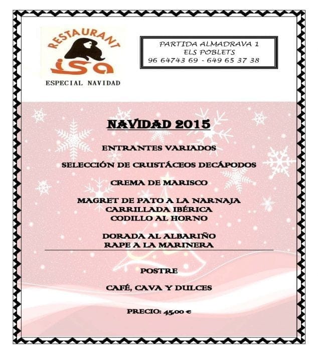 MENÚ DE NAVIDAD 2015