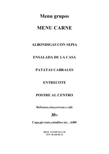 Menú Sandunga 52