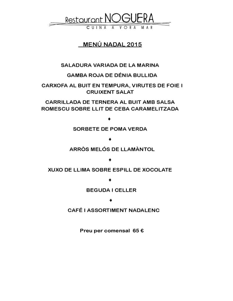 Menú de Navidad y día de año nuevo