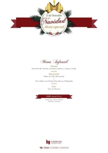 Menú de Navidad de Ona Ogisaka Garden Niños