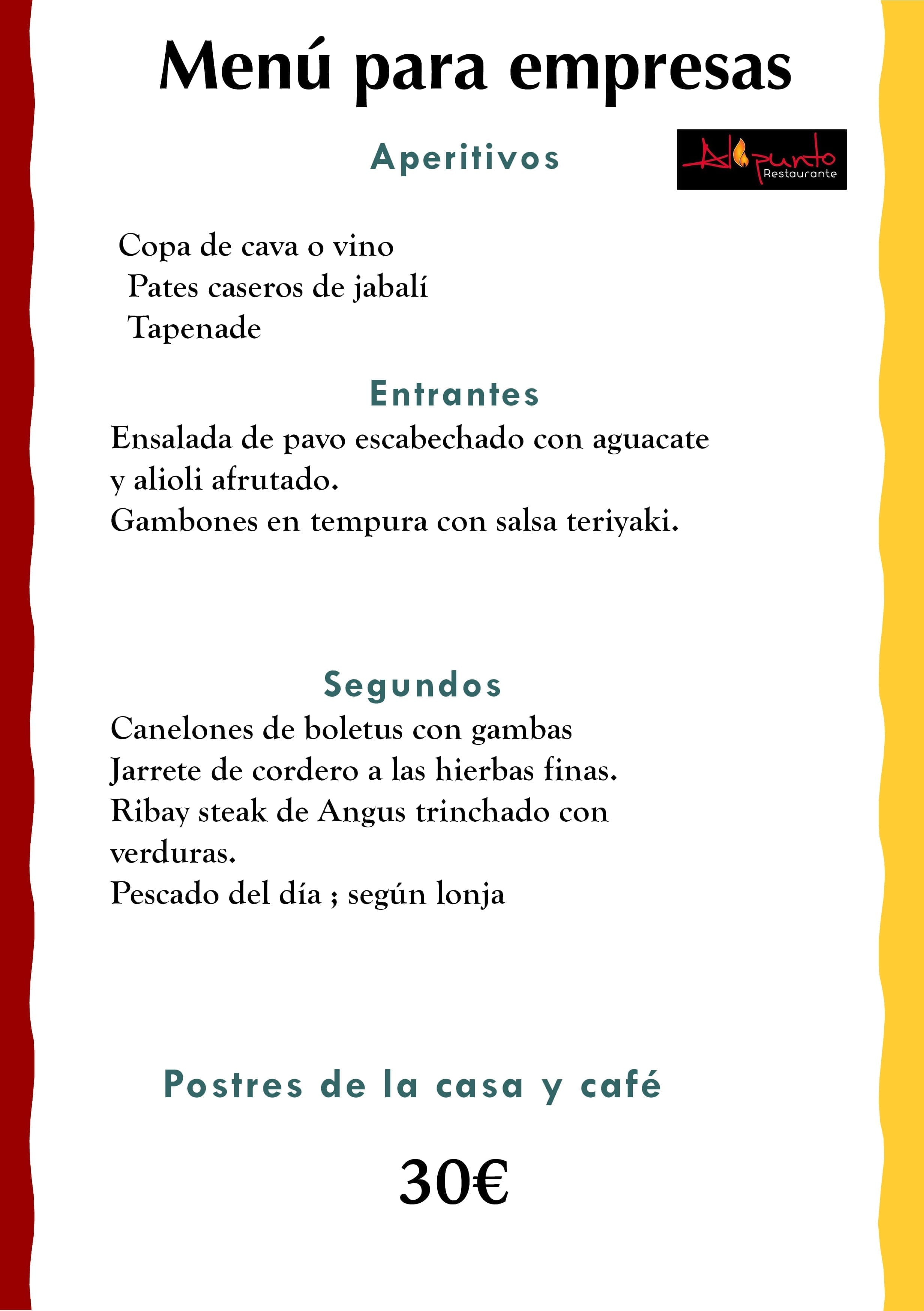 Menú de empresas Al Punto