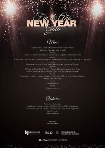 Menú de nochevieja Ona Ogisaka Garden