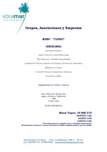 Menú para grupos Voramar