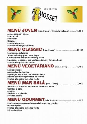 Menús de navidad – empresas El Mosset