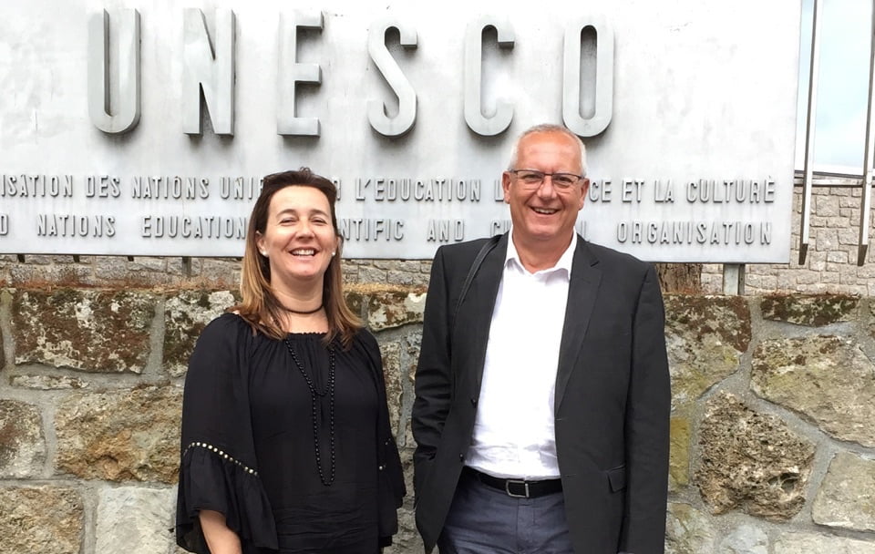 Cristina Sellés y Vicent Grimalt en la UNESCO