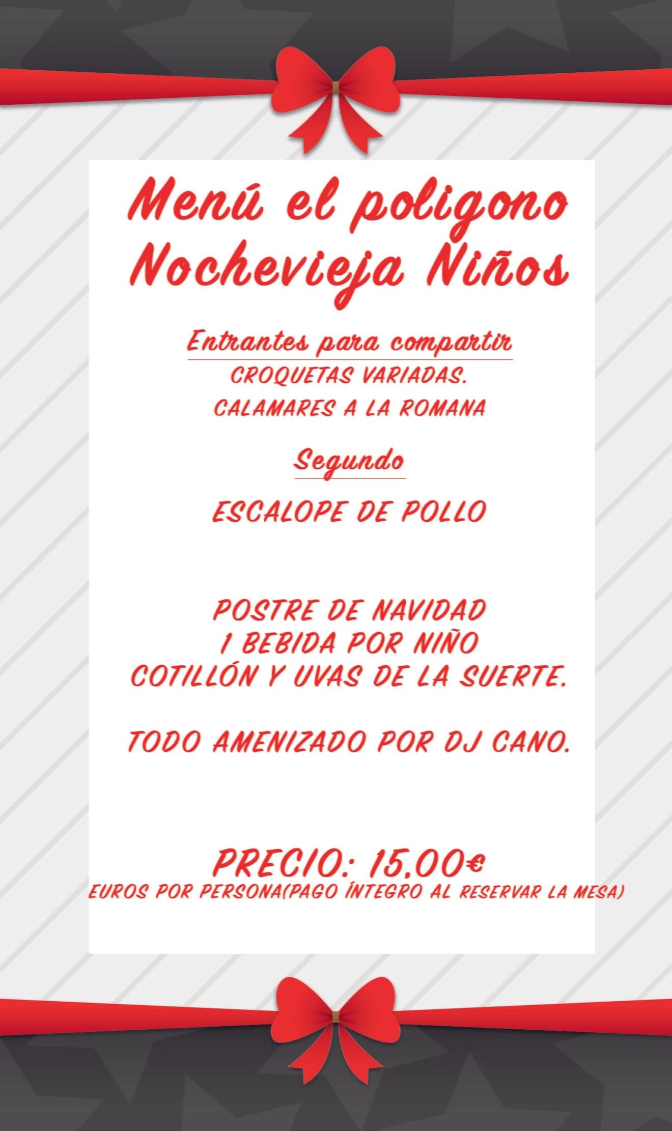 Menú Nochevieja El Polígono Niños