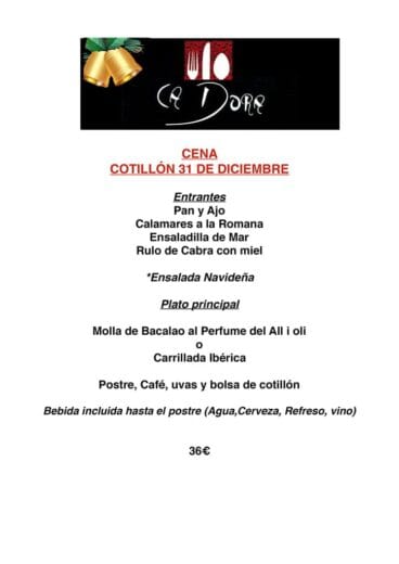 Menú de nochevieja Ca Dora