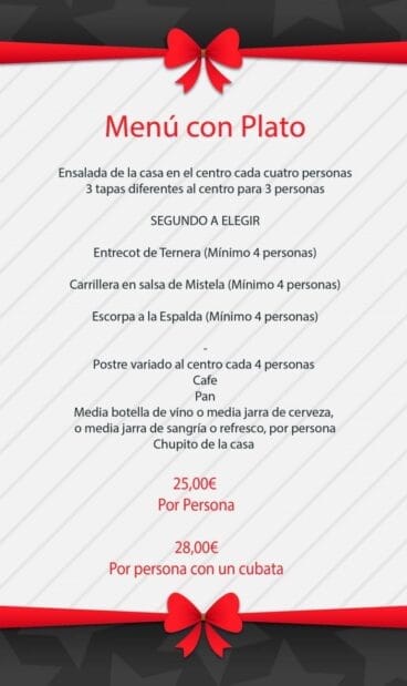 Menú con plato Bar Polígono