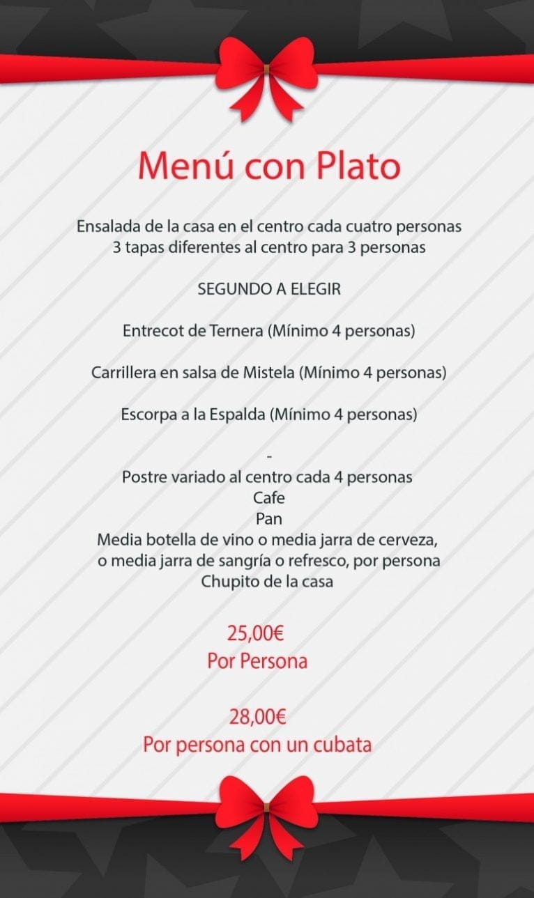Menú con plato Bar Polígono