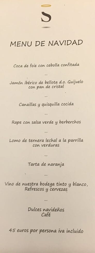 Menú de Navidad de Sancta Santorum 2015