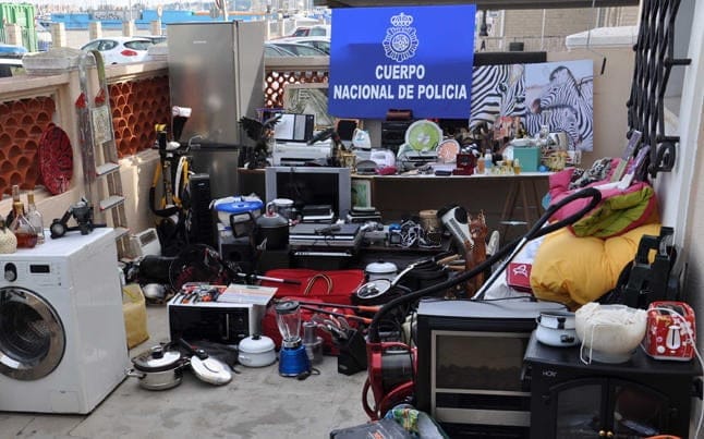 Objetos robados por una pareja en Dénia