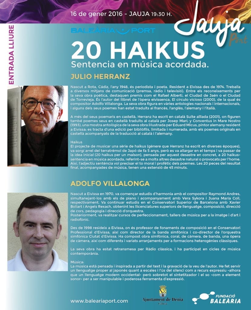 Concierto: 20 Haikus. Sentencia en música acordada 1 20 Haikus en Jauja