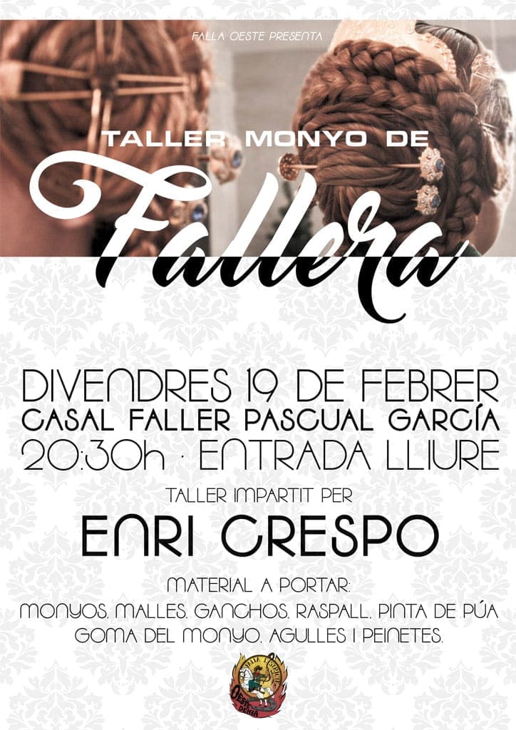Taller de peinado de fallera en la falla Oeste