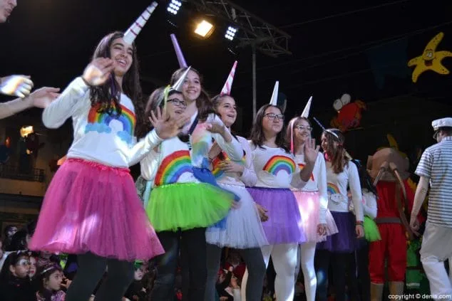54e Denia kindercarnaval 2016 parade van deelnemers