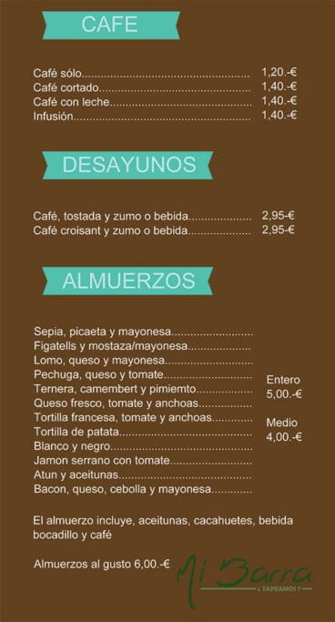 Desayunos y almuerzos Mi Barra