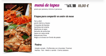 menu de tapas restaurante lanfora