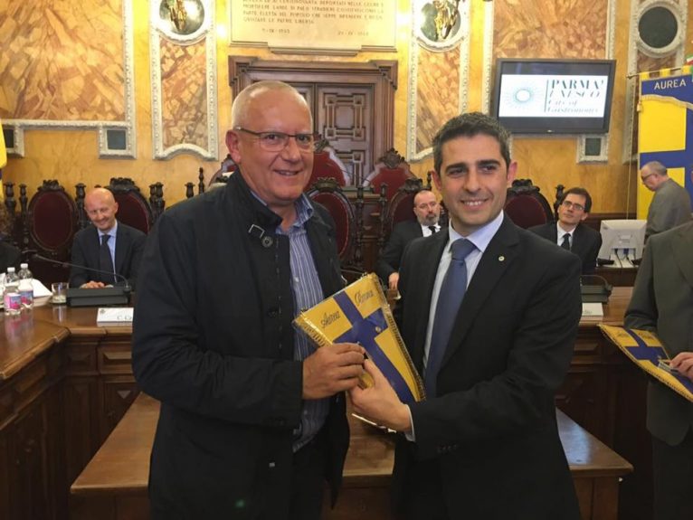 Vicent Grimalt y el alcalde de Parma