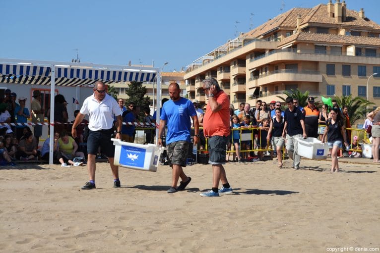 Suelta de tortugas en Dénia - llegada de las tortugas a la playa