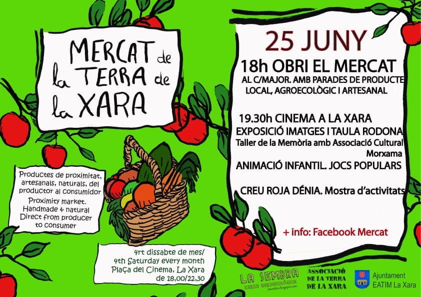 El Cine Club Pessic celebra sus 25 años de historia en el Mercat de la Terra de la Xara 1 Mercat de la Terra La Xara 25 junio
