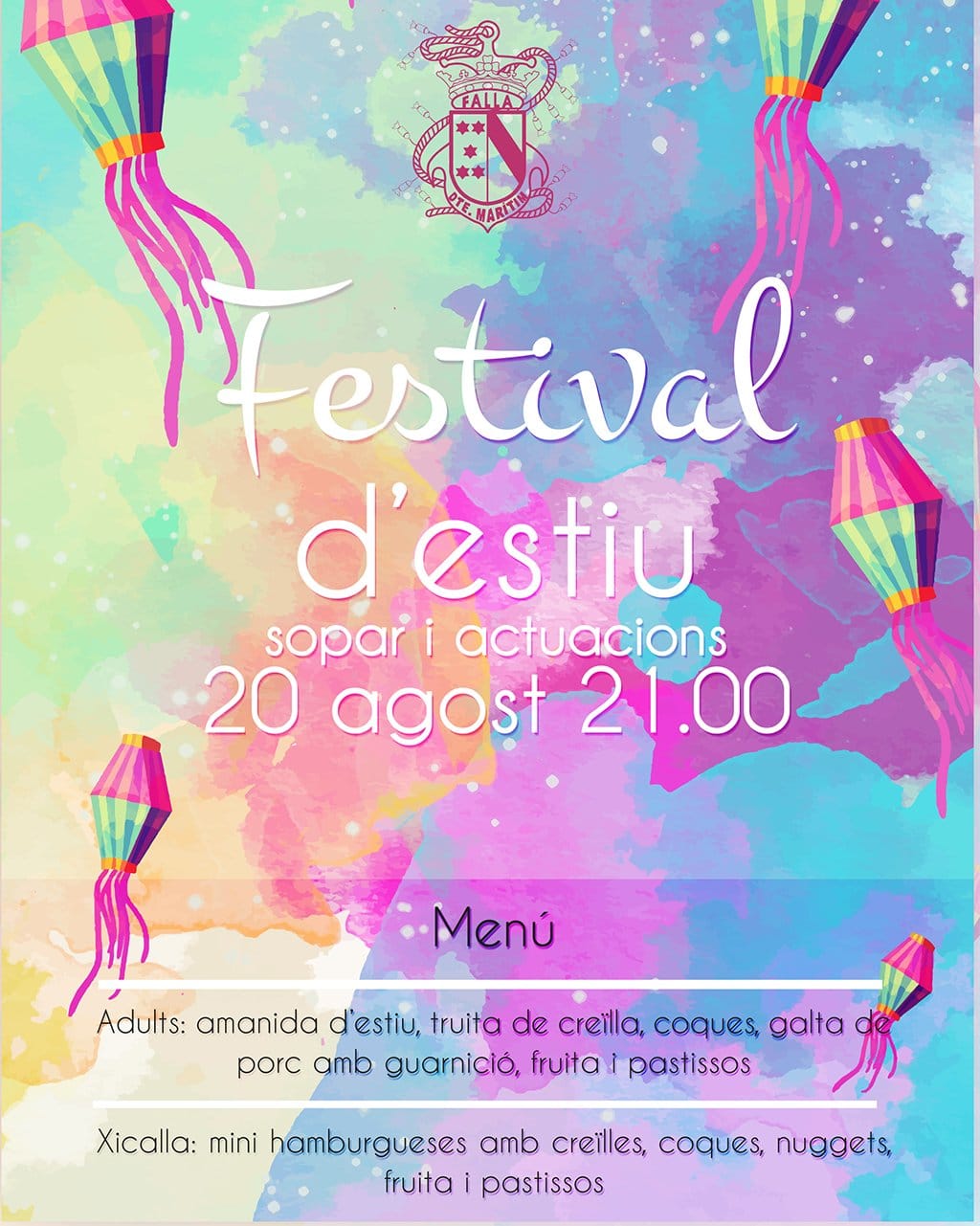 Los infantiles de la Falla Baix la Mar preparan su 'Festival de Verano' 1 Cartel Festival de verano de la Falla Baix la Mar