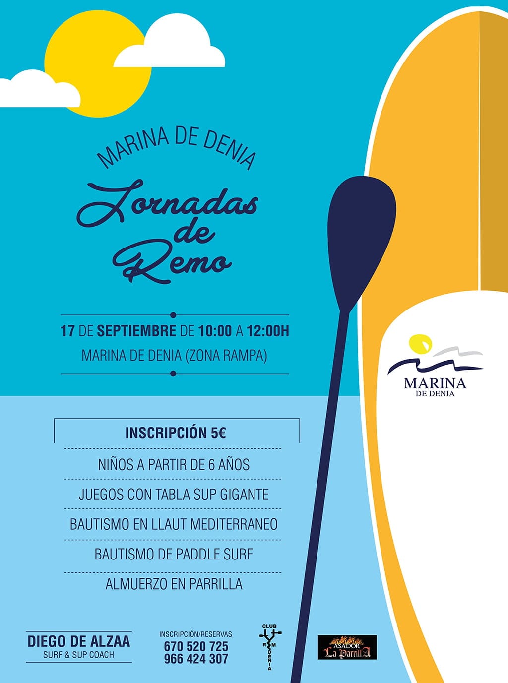 Cartel de la "I Jornada de Remo" en Marina Dénia